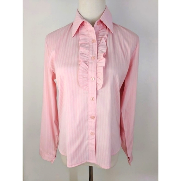 Pink Striped Collared Long Sleeves Shirt - Picture 3 of 9